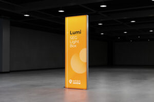 Lumi 0.85m x 2.5m SEG Fabric LED Lightbox Display for exhibition, tradeshow, event & retail displays by Exhibitcentral.com.au