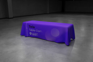 Tela 8 Feet Loose Custom Printed Table Cloth Covers for exhibition, tradeshow and event by Exhibitcentral.com.au